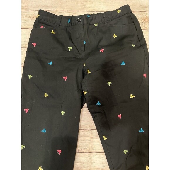 Counterparts Womens Black Embroidered Colorful Butterflys Resort Capri Pants 14 - Picture 2 of 8